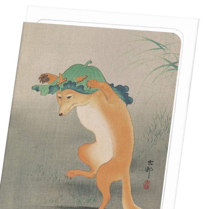 DANCING FOX (C.1910): Japanese Greeting Card
