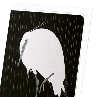 EGRET IN THE RAIN: Japanese Greeting Card