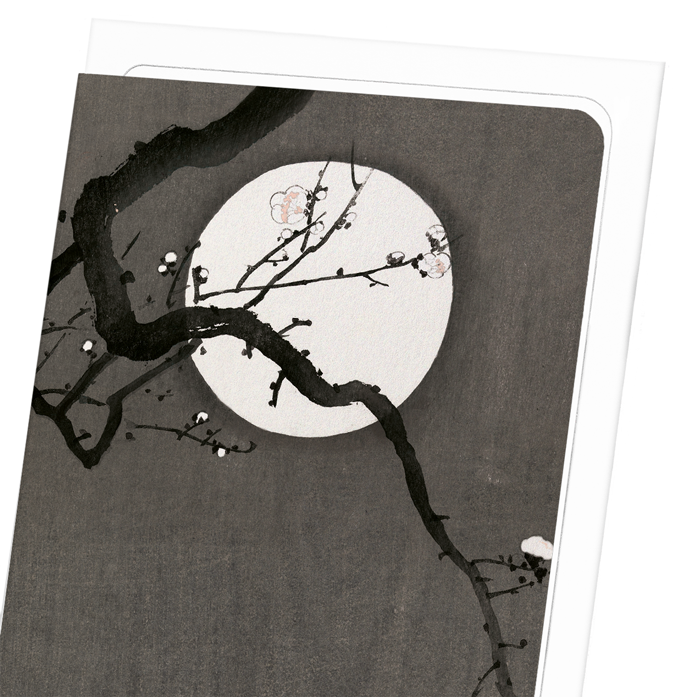 FULL MOON AND BLOSSOMS: Japanese Greeting Card
