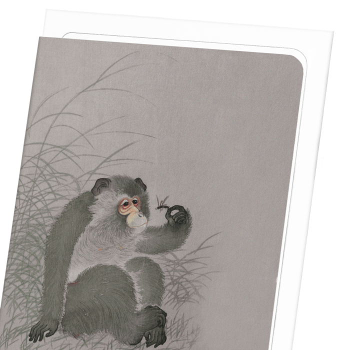 MONKEY WITH INSECT (TEST): Japanese Greeting Card