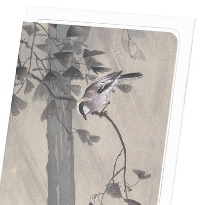 LONG TAILED TIT IN THE STORM: Japanese Greeting Card