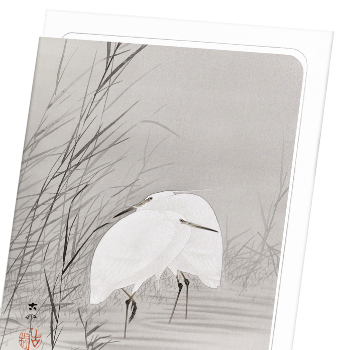 EGRETS IN THE MARSH: Japanese Greeting Card