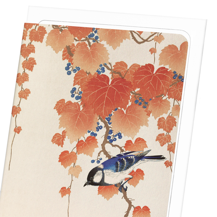 BIRD AND RED IVY: Japanese Greeting Card