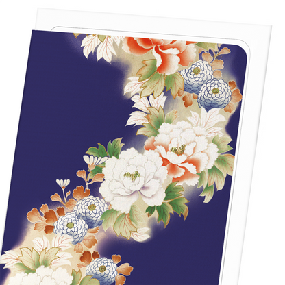 FLORAL PATTERN ON PURPLE: Japanese Greeting Card
