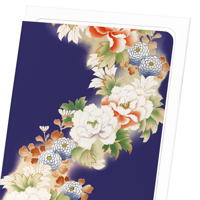FLORAL PATTERN ON PURPLE: Japanese Greeting Card