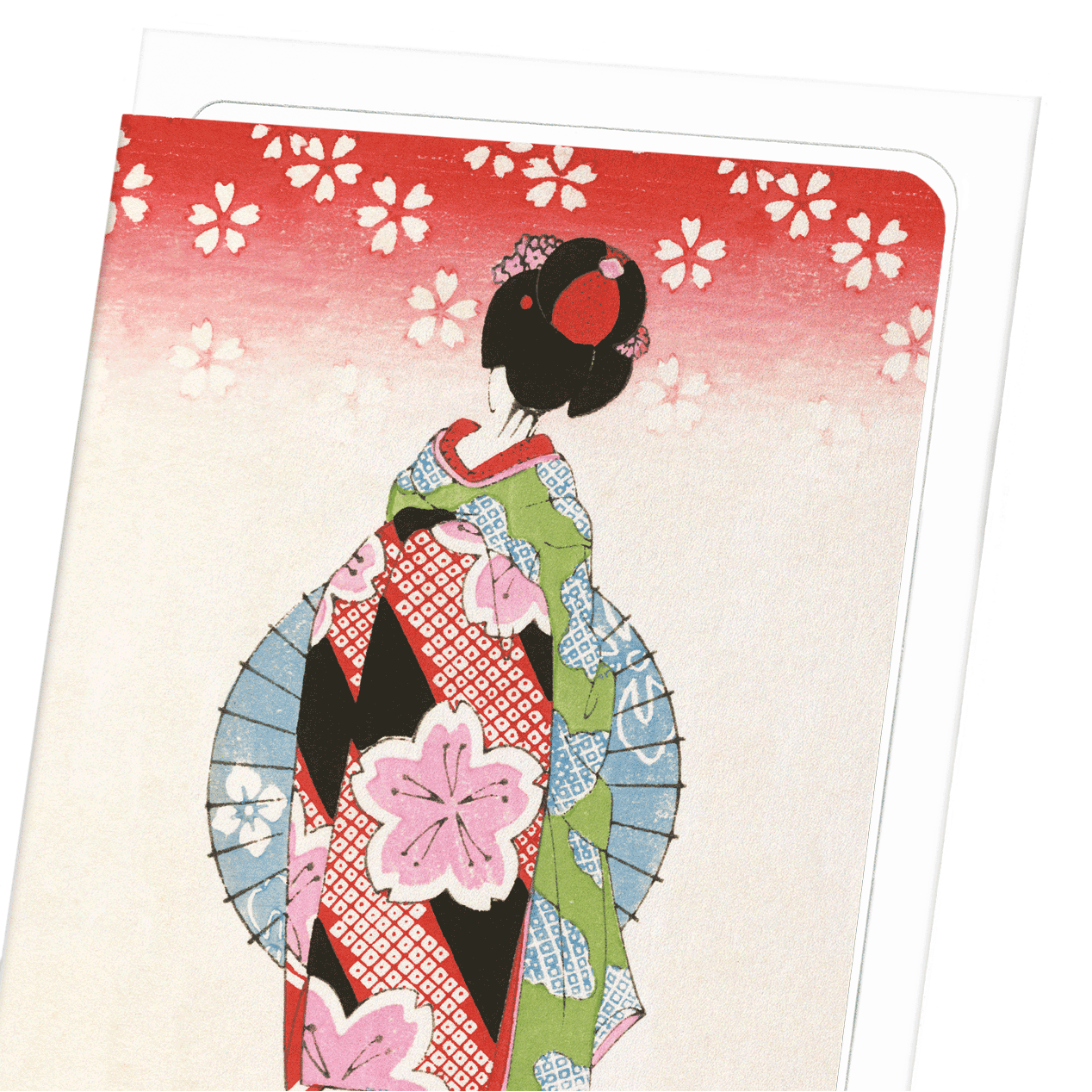 MAIKO WITH PARASOL (C.1920): Japanese Greeting Card