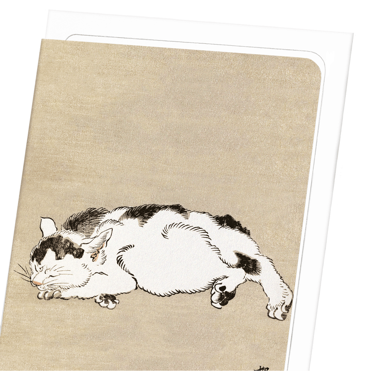 SLEEPING CAT (1887): Japanese Greeting Card