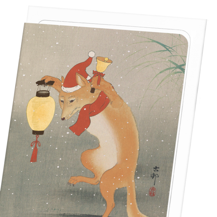 DANCING SANTA FOX: Japanese Greeting Card