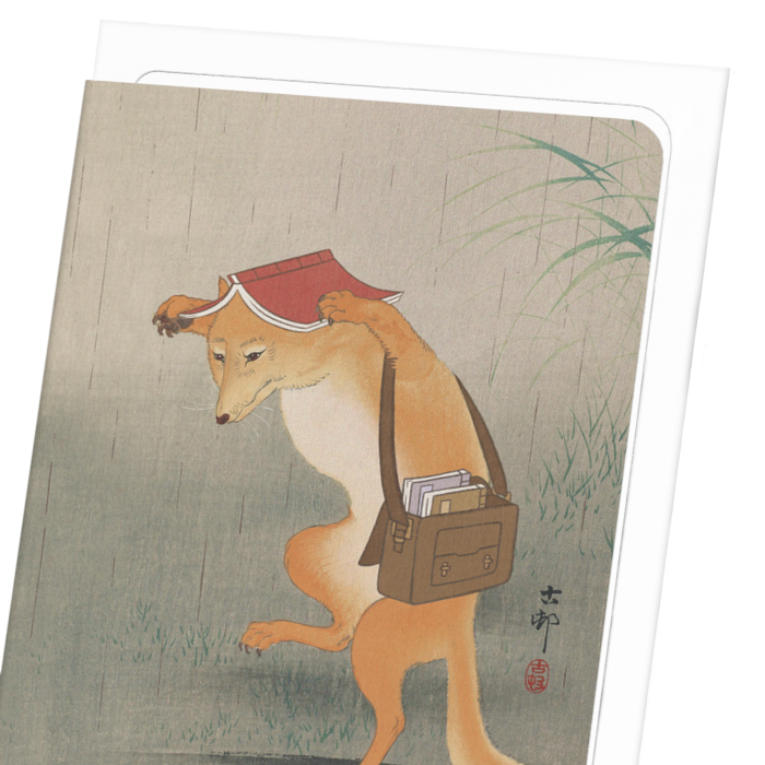 BOOK LOVING FOX: Japanese Greeting Card