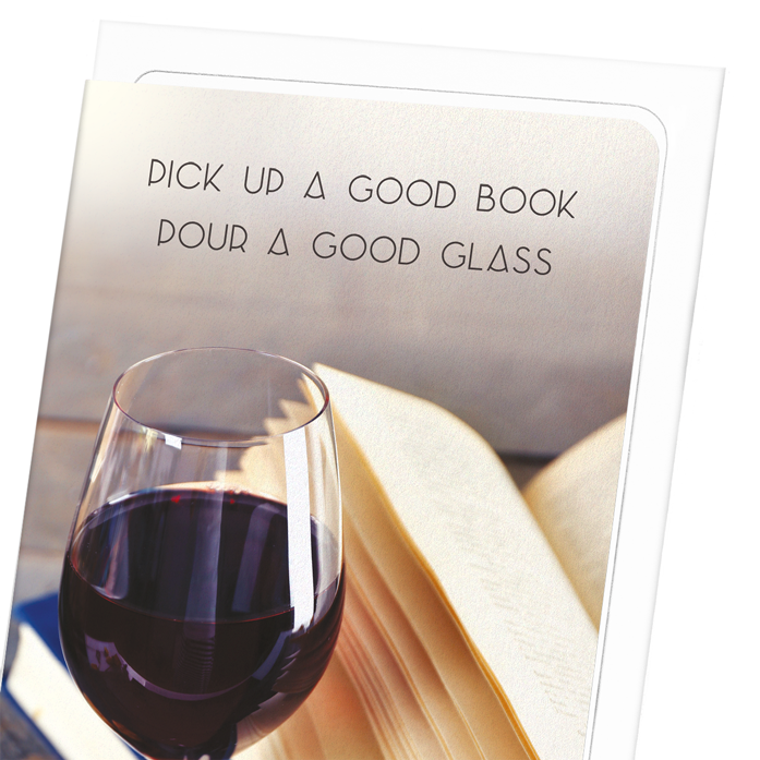 GOOD BOOK AND WINE: Photo Greeting Card