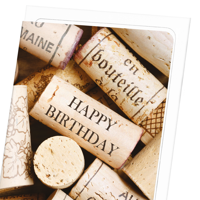 BIRTHDAY WINE CORK: Photo Greeting Card