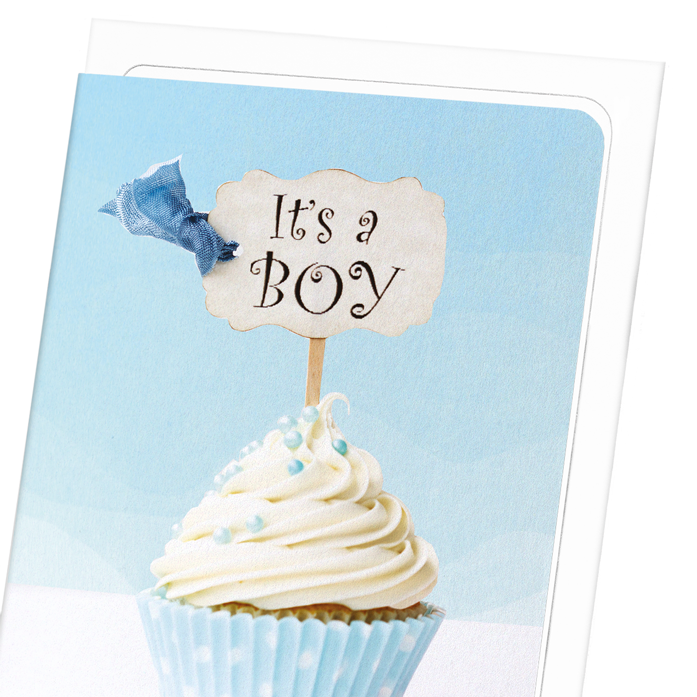 IT’S A BOY CUPCAKE: Photo Greeting Card