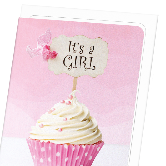 IT’S A GIRL CUPCAKE: Photo Greeting Card