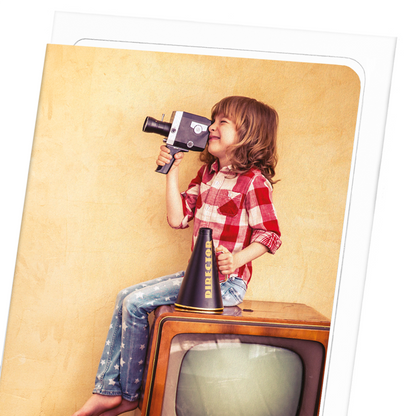 KID AND CAMCORDER: Photo Greeting Card