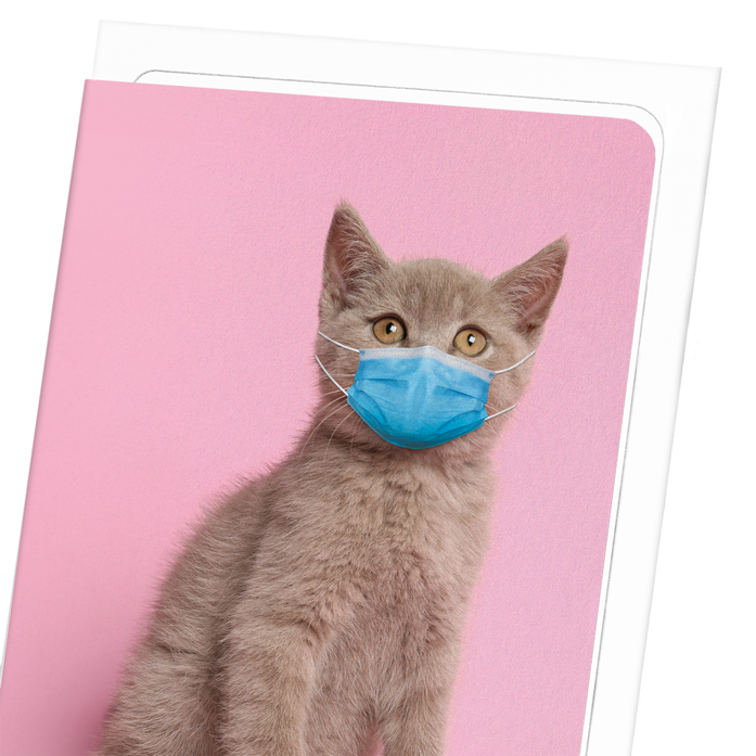 KITTEN WITH MASK: Photo Greeting Card