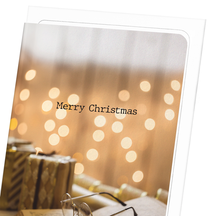 CHRISTMAS BOOK AND GLASSES: Photo Greeting Card