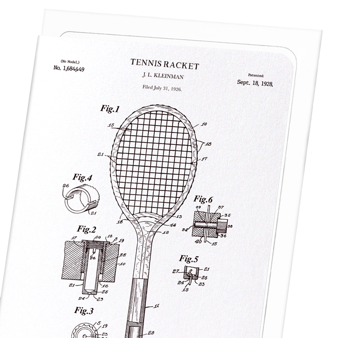 PATENT OF TENNIS RACKET (1928): Patent Greeting Card