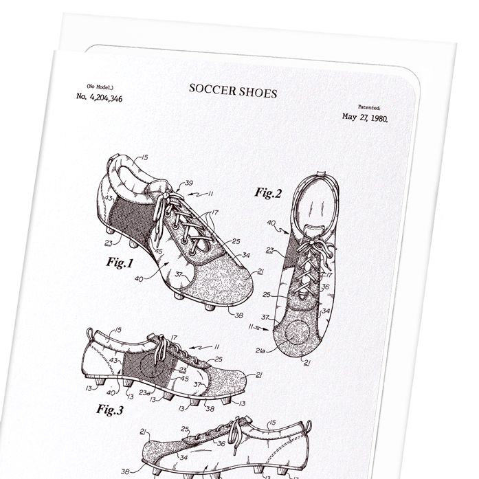 PATENT OF SOCCER SHOES (1980): Patent Greeting Card