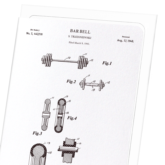 PATENT OF BARBELL  (1948): Patent Greeting Card