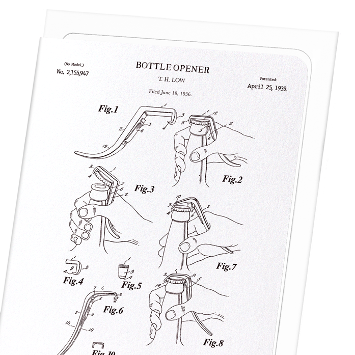PATENT OF BOTTLE OPENER (1939): Patent Greeting Card
