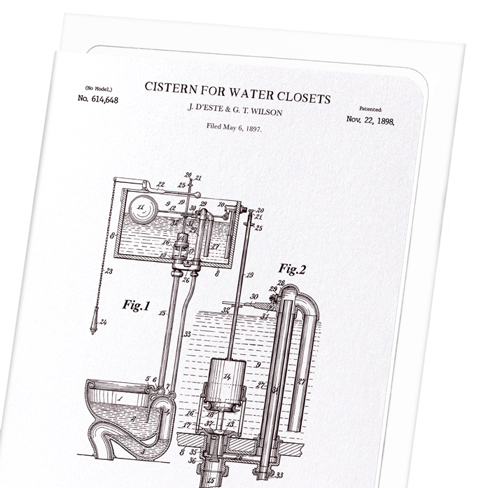 PATENT OF CISTERN FOR WATER CLOSETS (1898): Patent Greeting Card