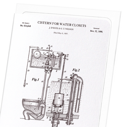 PATENT OF CISTERN FOR WATER CLOSETS (1898): Patent Greeting Card