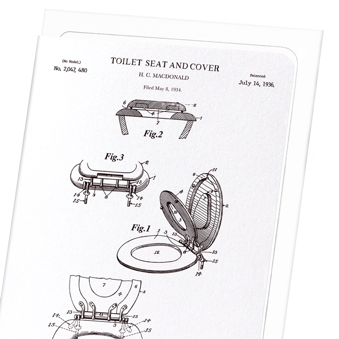 PATENT OF TOILET SEAT AND COVER (1936): Patent Greeting Card
