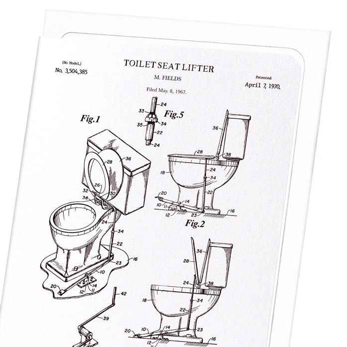 PATENT OF TOILET SEAT LIFTER (1970): Patent Greeting Card