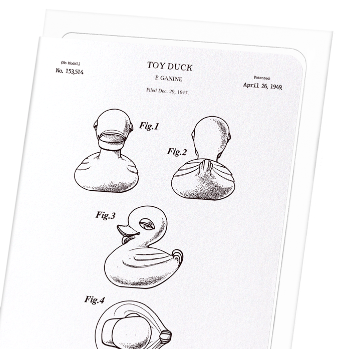 PATENT OF TOY DUCK (1949): Patent Greeting Card