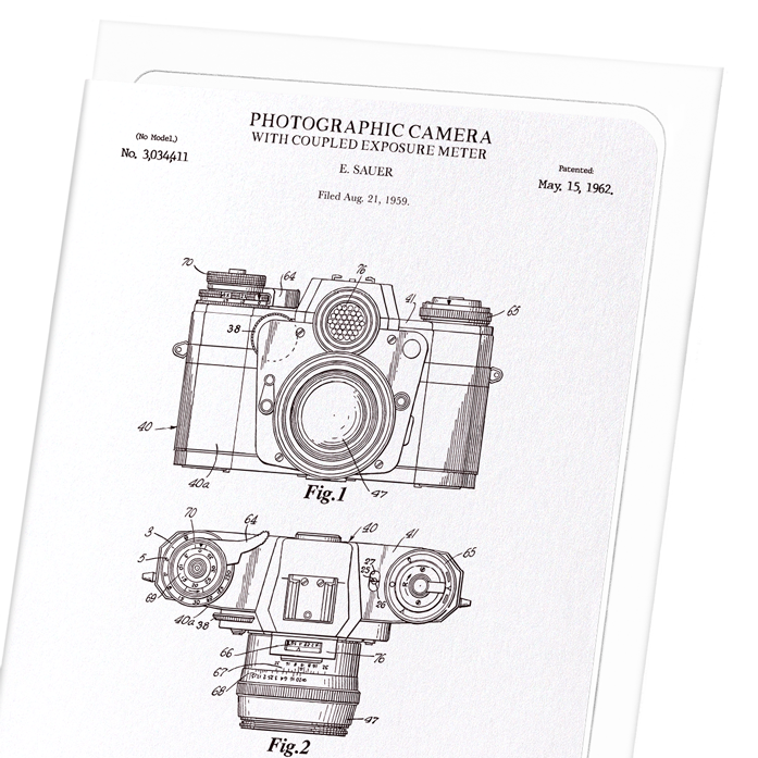 PATENT OF PHOTOGRAPHIC CAMERA  (1962): Patent Greeting Card