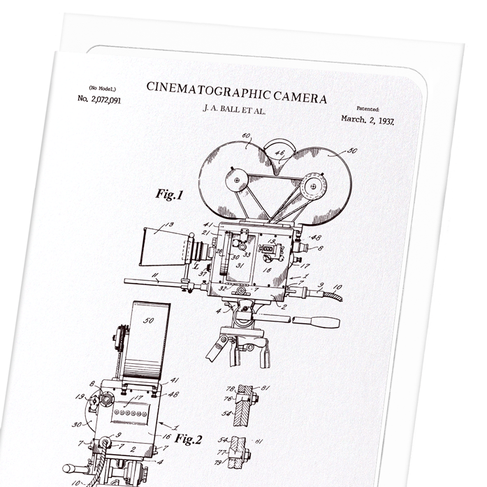 PATENT OF CINEMATOGRAPHY CAMERA (1937): Patent Greeting Card