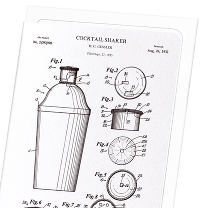 PATENT OF COCKTAIL SHAKER (1937): Patent Greeting Card