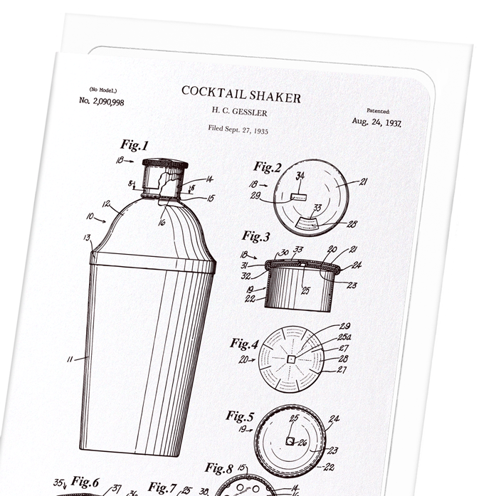 PATENT OF COCKTAIL SHAKER (1937): Patent Greeting Card