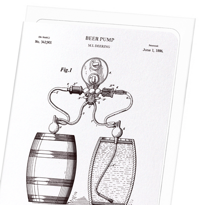 PATENT OF BEER PUMP (1886): Patent Greeting Card
