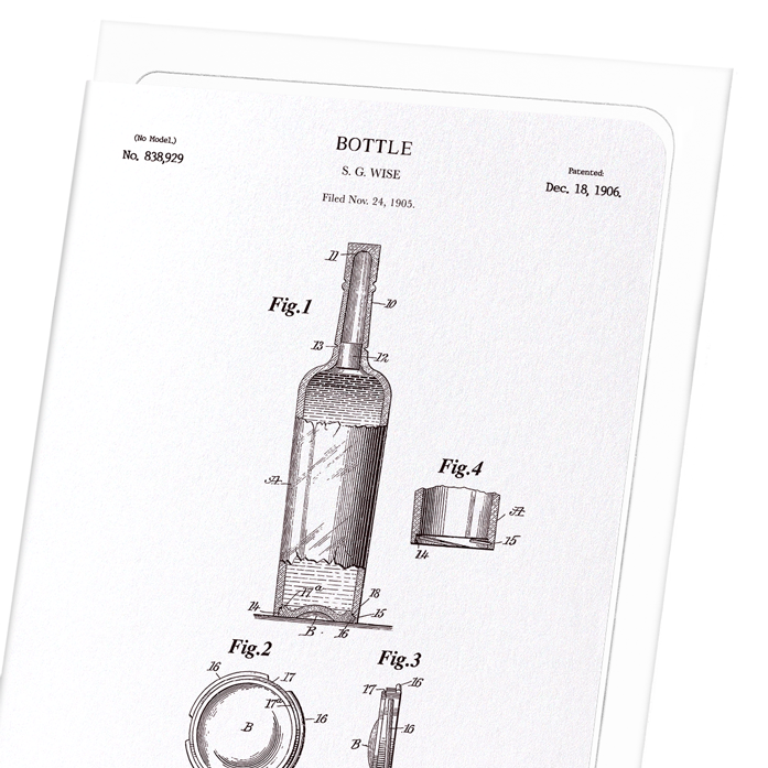 PATENT OF BOTTLE (1906): Patent Greeting Card