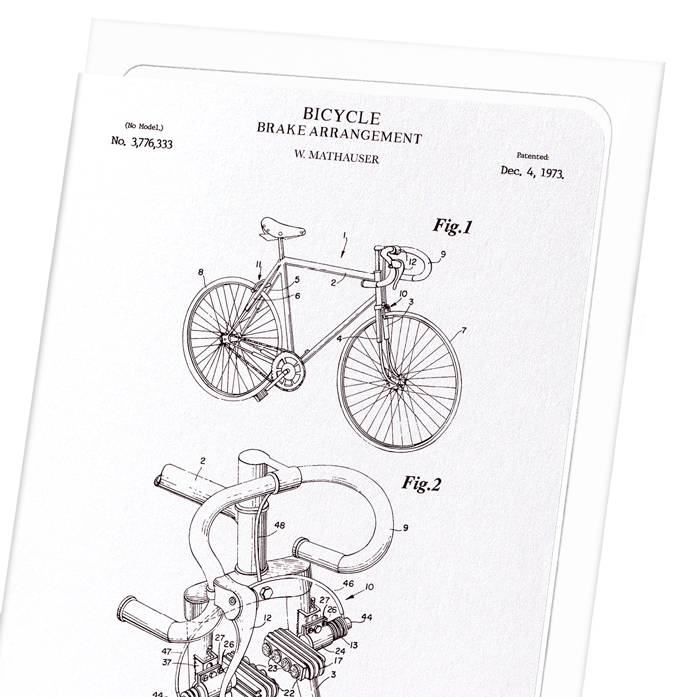 PATENT OF BICYCLE BRAKE ARRANGEMENT (1973): Patent Greeting Card