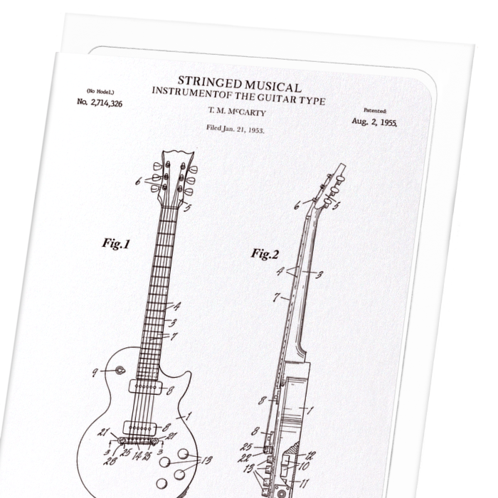 PATENT OF GUITAR (1955): Patent Greeting Card