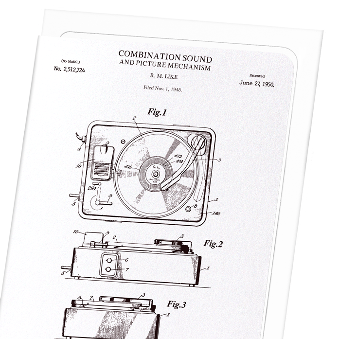 PATENT OF SOUND AND PICTURE MECHANISM (1950): Patent Greeting Card