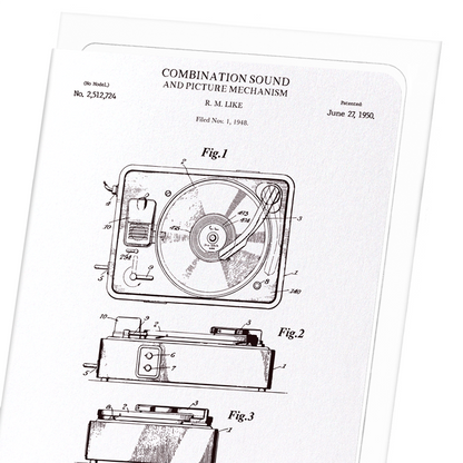 PATENT OF SOUND AND PICTURE MECHANISM (1950): Patent Greeting Card