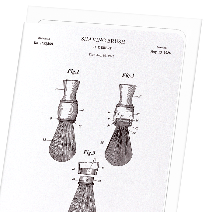PATENT OF SHAVING BRUSH (1924): Patent Greeting Card