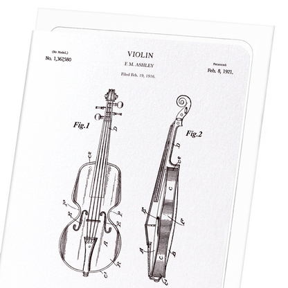 PATENT OF VIOLIN (1921): Patent Greeting Card
