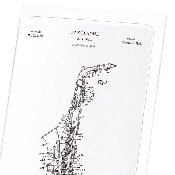 PATENT OF SAXOPHONE (1936): Patent Greeting Card