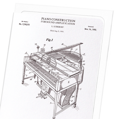 PATENT OF PIANO CONSTRUCTION (1950): Patent Greeting Card
