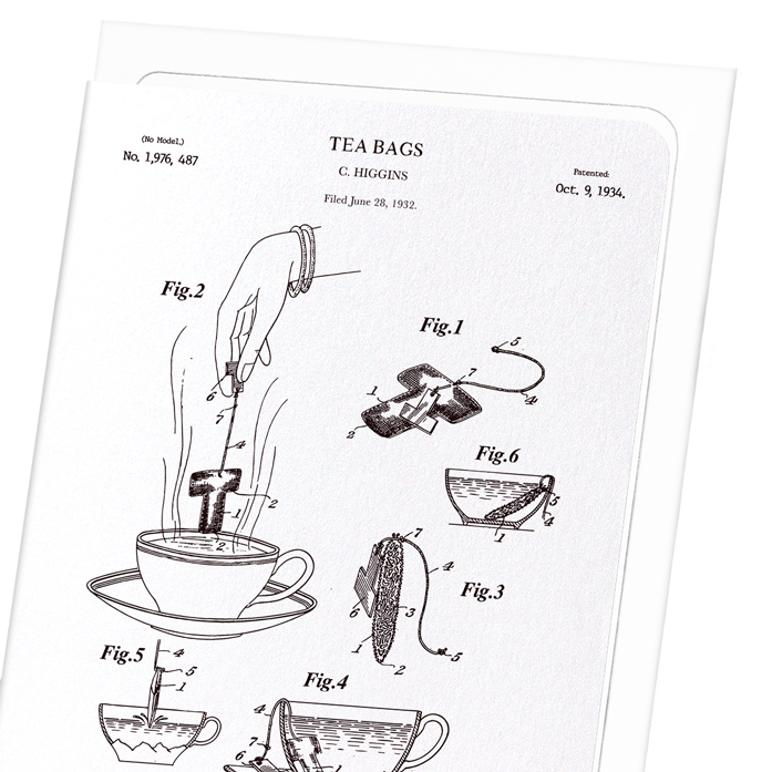 PATENT OF TEA BAGS (1934): Patent Greeting Card