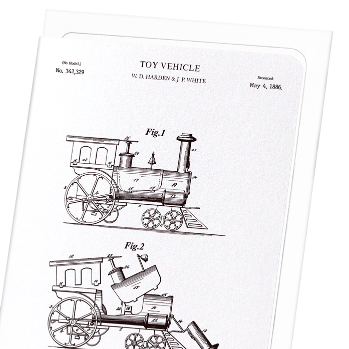 PATENT OF TOY TRAIN (1886): Patent Greeting Card