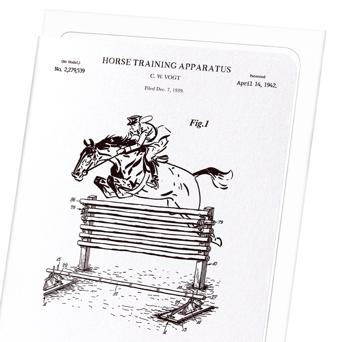 PATENT OF HORSE TRAINING APPARATUS (1942): Patent Greeting Card