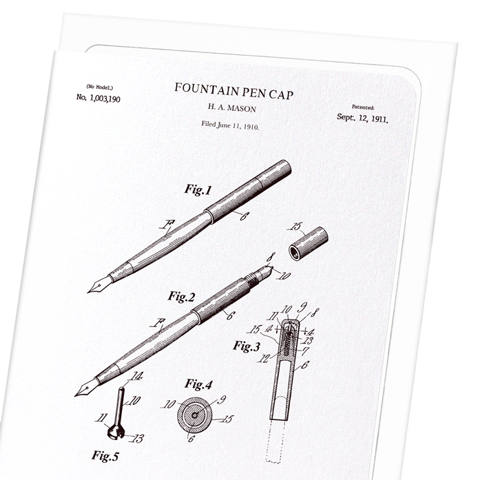 PATENT OF FOUNTAIN PEN CAP (1911): Patent Greeting Card