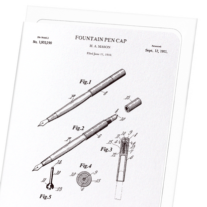 PATENT OF FOUNTAIN PEN CAP (1911): Patent Greeting Card