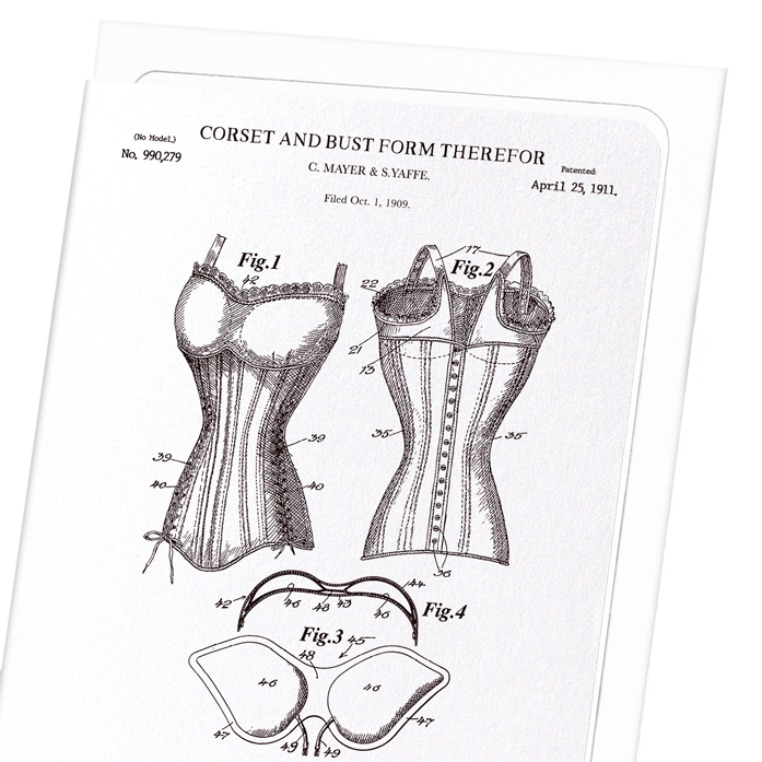 PATENT OF CORSET AND BUST (1911): Patent Greeting Card