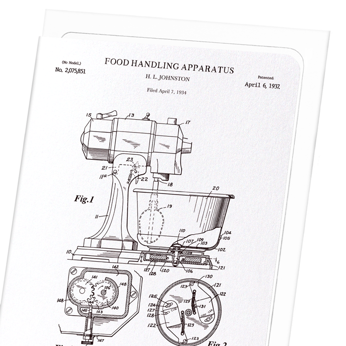 PATENT OF FOOD HANDLING APPARATUS (1937): Patent Greeting Card